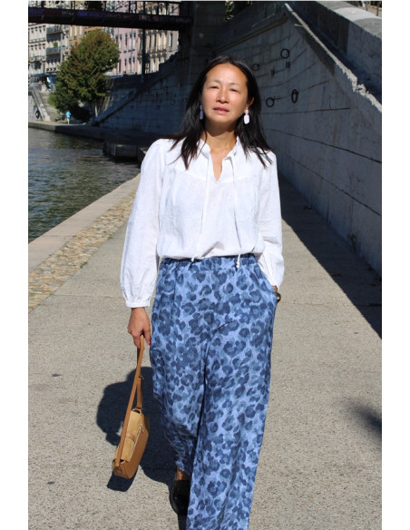 Slub Viscose Denim Leopard Fabric - My Dress Made