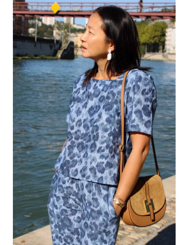 Slub Viscose Denim Leopard Fabric - My Dress Made