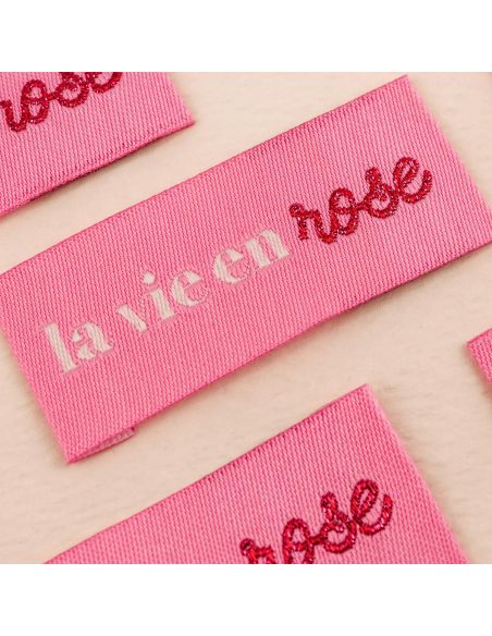 Set of 4 sew-on labels - La vie en rose