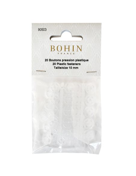 Round snap buttons to sew in transparent plastic 10 mm Bohin