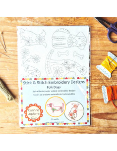 Water-soluble embroidery transfer sheets - Folk dogs