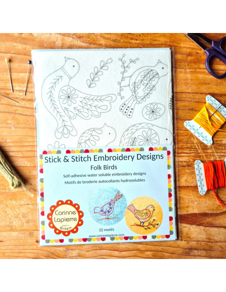Water-soluble embroidery transfer sheets - Folk birds