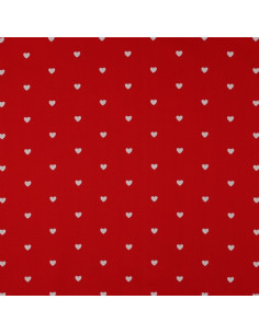 Fancy cotton poplin fabric - White heart on red background 2