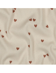 Ribbed cotton jersey fabric - Natural hearts 2