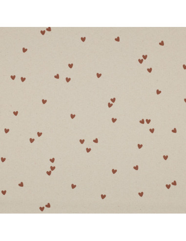 Ribbed cotton jersey fabric - Natural hearts