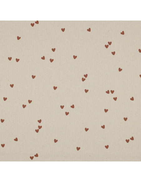 Ribbed cotton jersey fabric - Natural hearts