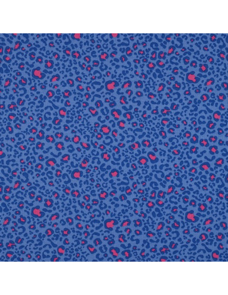Ribbed cotton jersey fabric - Cobalt leopard