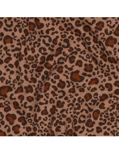 Ribbed cotton jersey fabric - Beige leopard 2