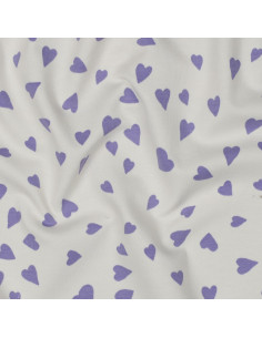 Fleece sweatshirt fabric with hearts - Off-white