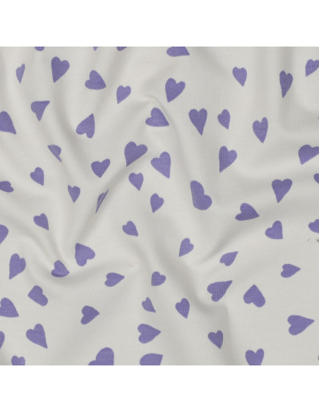 Fleece sweatshirt fabric with hearts - Off-white