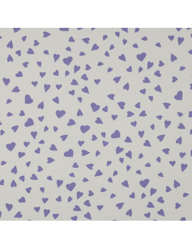 Off-white fleece sweatshirt fabric - Lavender hearts