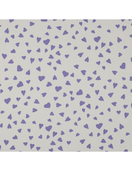 Off-white fleece sweatshirt fabric - Lavender hearts