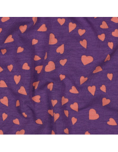 Fleece sweatshirt fabric with hearts - Purple