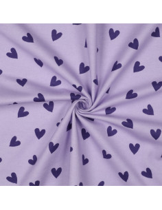 Lavender flannel fabric - Fig hearts