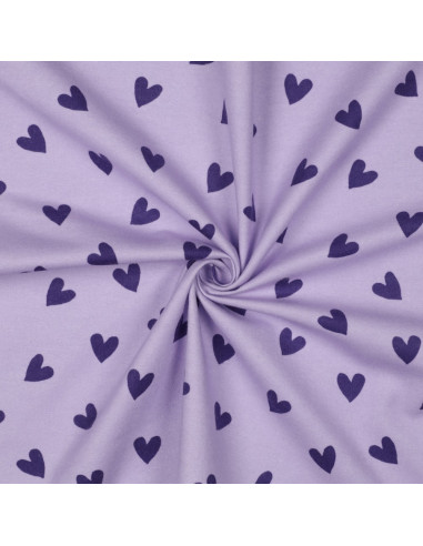 Lavender flannel fabric - Fig hearts