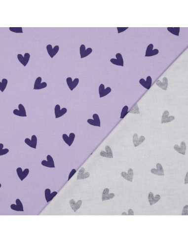 Lavender flannel fabric - Fig hearts
