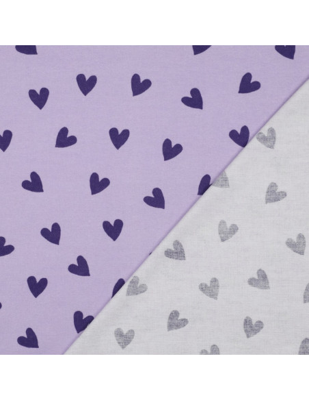 Lavender flannel fabric - Fig hearts