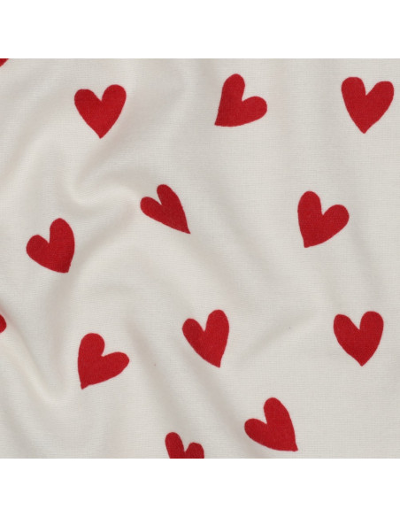 Off-white flannel fabric - Red hearts
