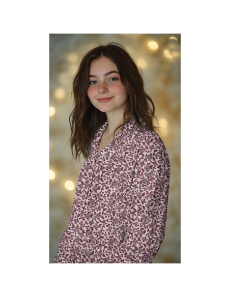 Floral flannel fabric - Pink