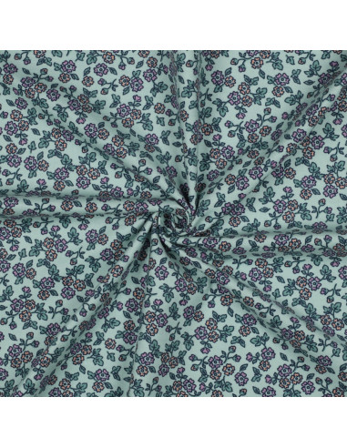 Floral flannel fabric - Mint