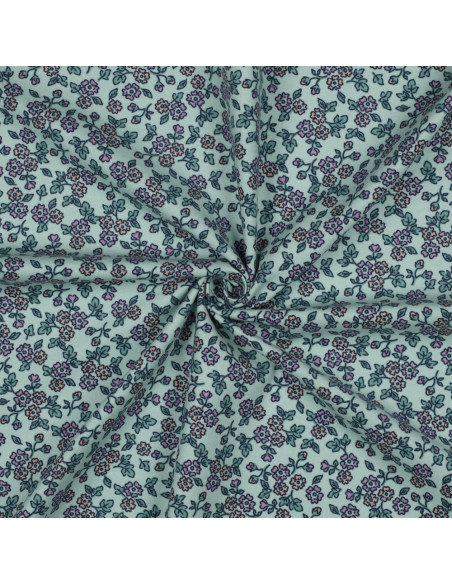 Floral flannel fabric - Mint