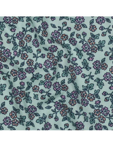 Floral flannel fabric - Mint