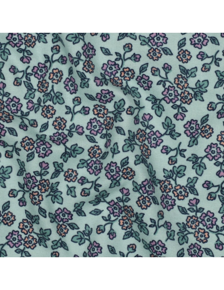 Floral flannel fabric - Mint