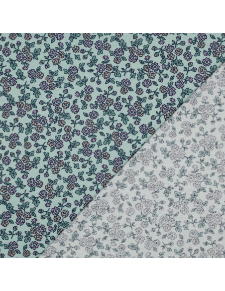 Floral flannel fabric - Mint