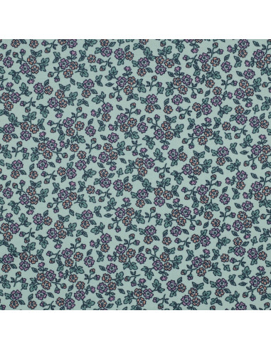 Floral flannel fabric - Mint