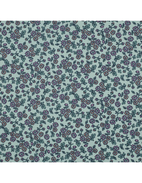 Floral flannel fabric - Mint
