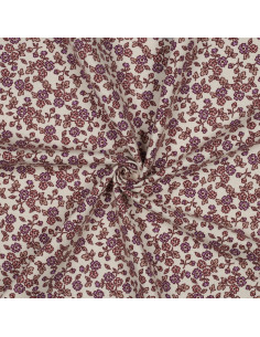 Floral flannel fabric - Ecru