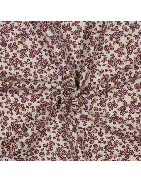 Floral flannel fabric - Ecru