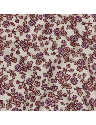 Floral flannel fabric - Ecru