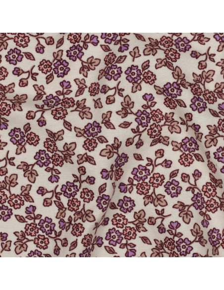 Floral flannel fabric - Ecru