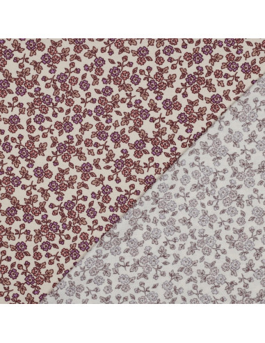 Floral flannel fabric - Ecru