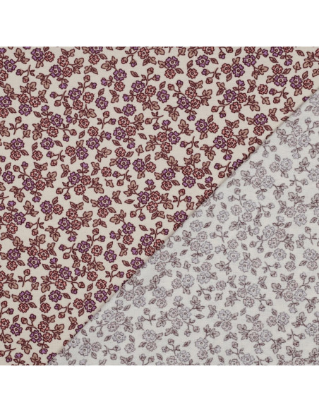 Floral flannel fabric - Ecru