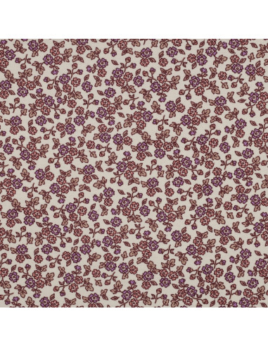 Floral flannel fabric - Ecru