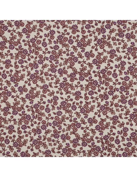 Floral flannel fabric - Ecru