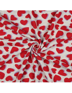 Sweatshirt fabric with hearts - Heather gray