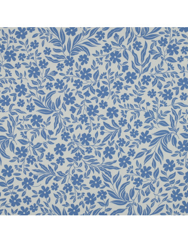 Floral jersey fabric - Blue on white background