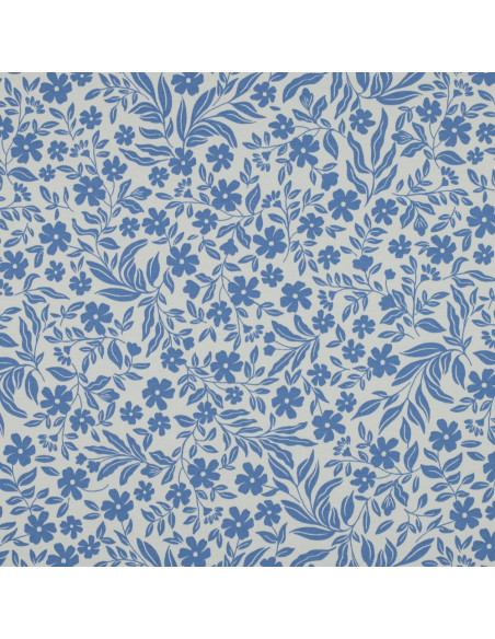 Floral jersey fabric - Blue on white background