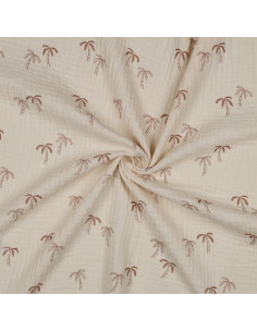 Double gauze printed fabric - Palm tree on natural background