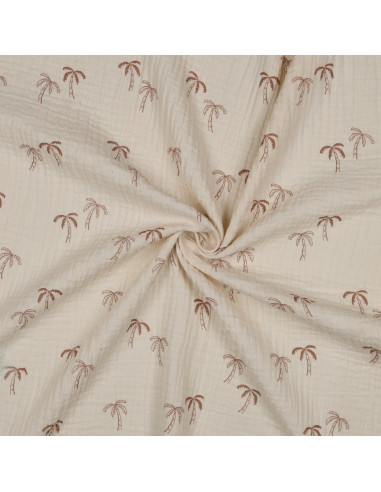Double gauze printed fabric - Palm tree on natural background