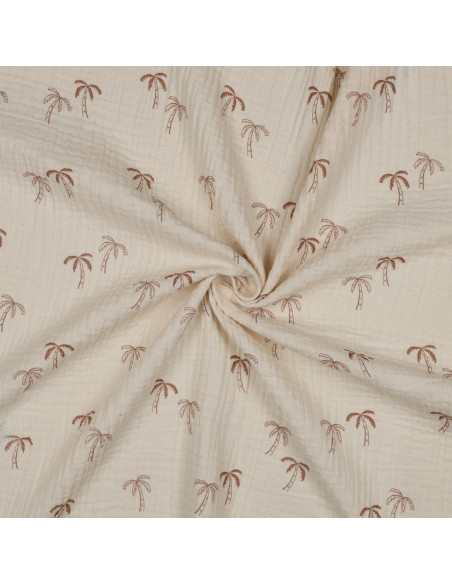 Double gauze printed fabric - Palm tree on natural background