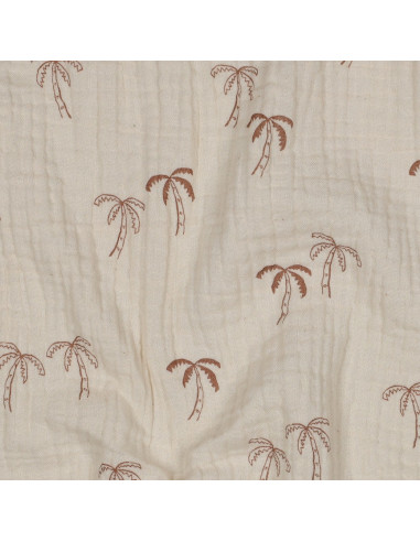 Double gauze fabric printed - Palm tree on natural background