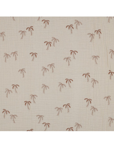Double gauze fabric printed - Palm tree on natural background