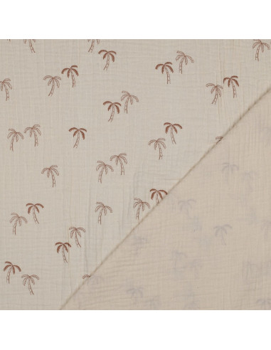 Double gauze fabric printed - Palm tree on natural background