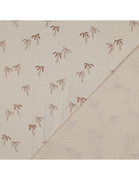 Double gauze fabric printed - Palm tree on natural background