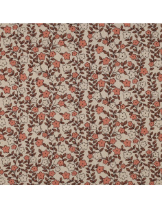 Ribbed cotton jersey fabric - Flowers on a natural background