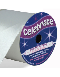 White Celebrate satin ribbon - 50 mm x 4 meters